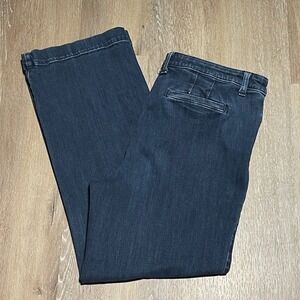 Talbots Women's Size‎ 12 Denim Wide Leg Crop Jeans Trousers Fleet Wash EUC